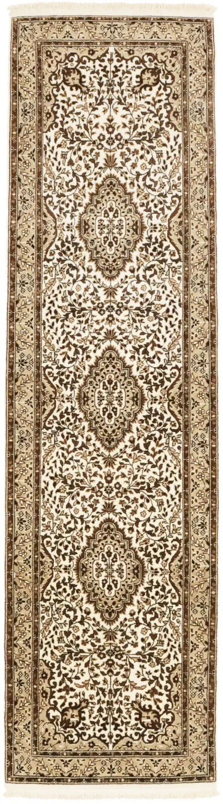 Handmade Kirman Oriental Runner Rug Plush Floral