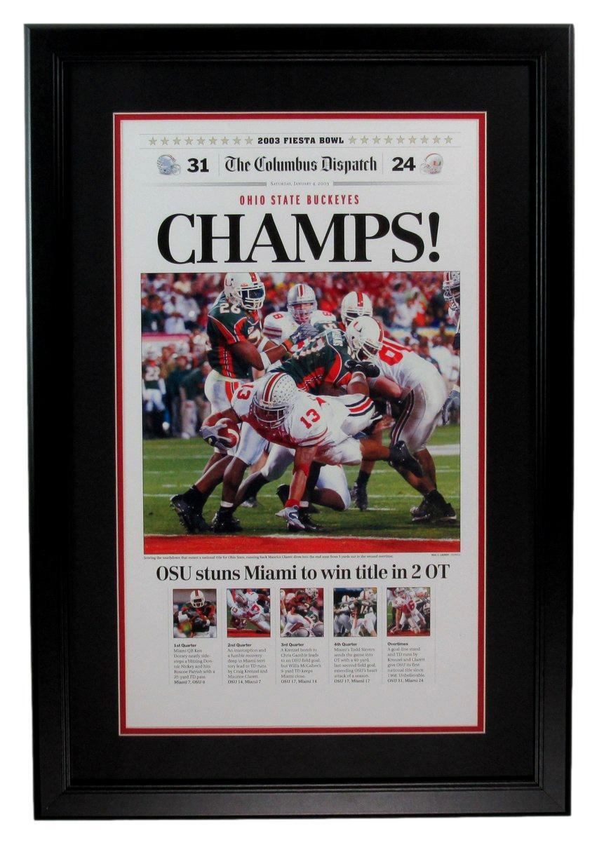 Ohio State 2002 National Champs The Columbus Dispatch Newspaper Framed 192828