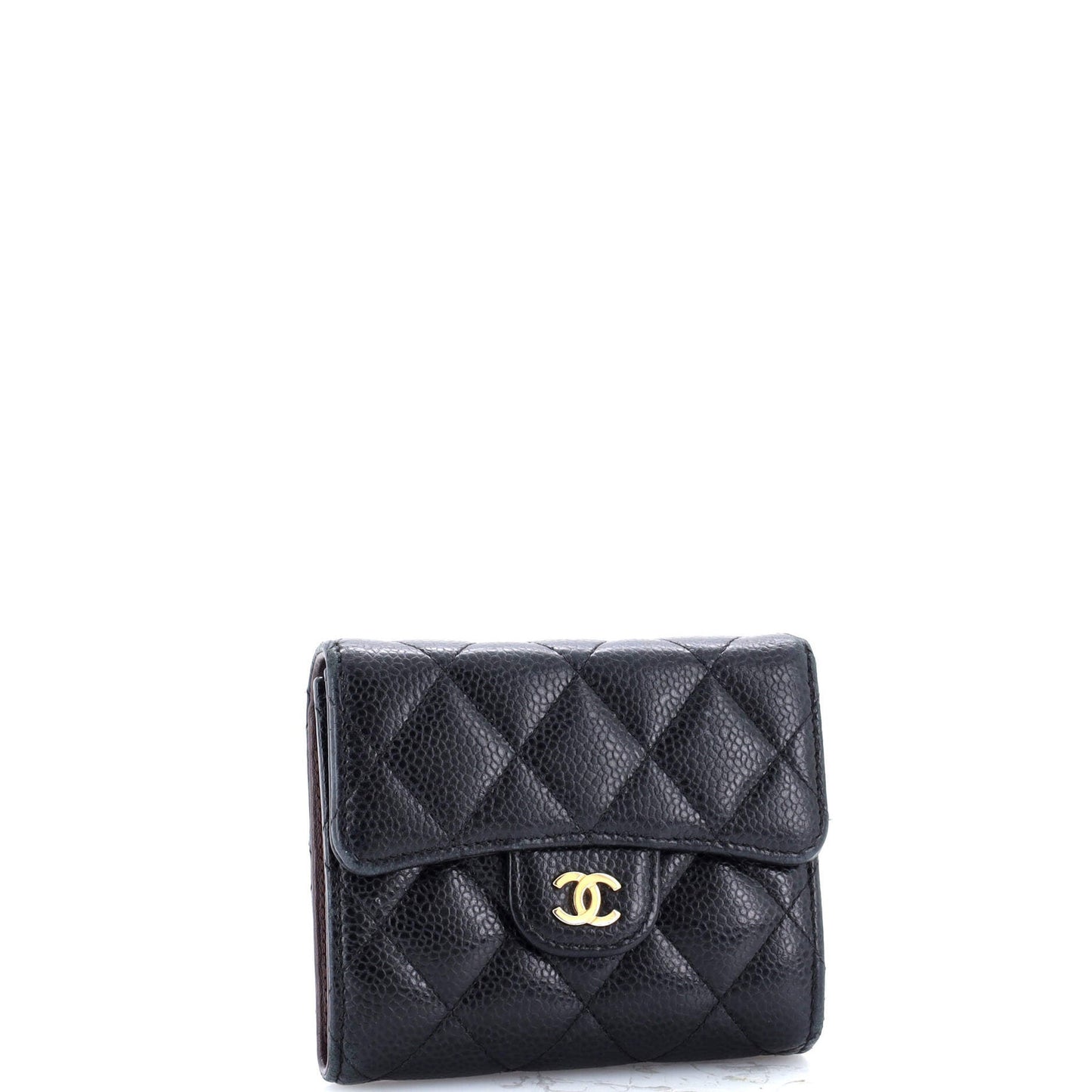 Chanel Cc Compact Classic Flap Wallet Quilted Caviar
