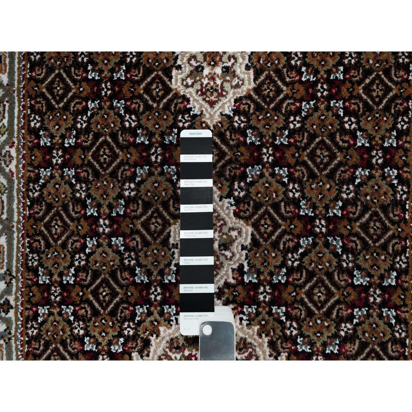 2'7"X6'3" Black Hand Knotted Tebraz Mahi Fish Design Pure Wool Runner Rug