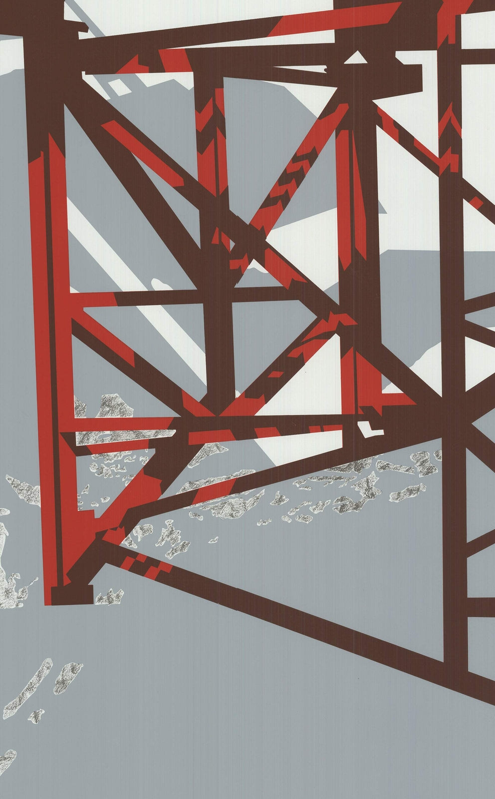 Allan D'Arcangelo Red Bridge Signed " Serigraph Pop Art Gray, Red