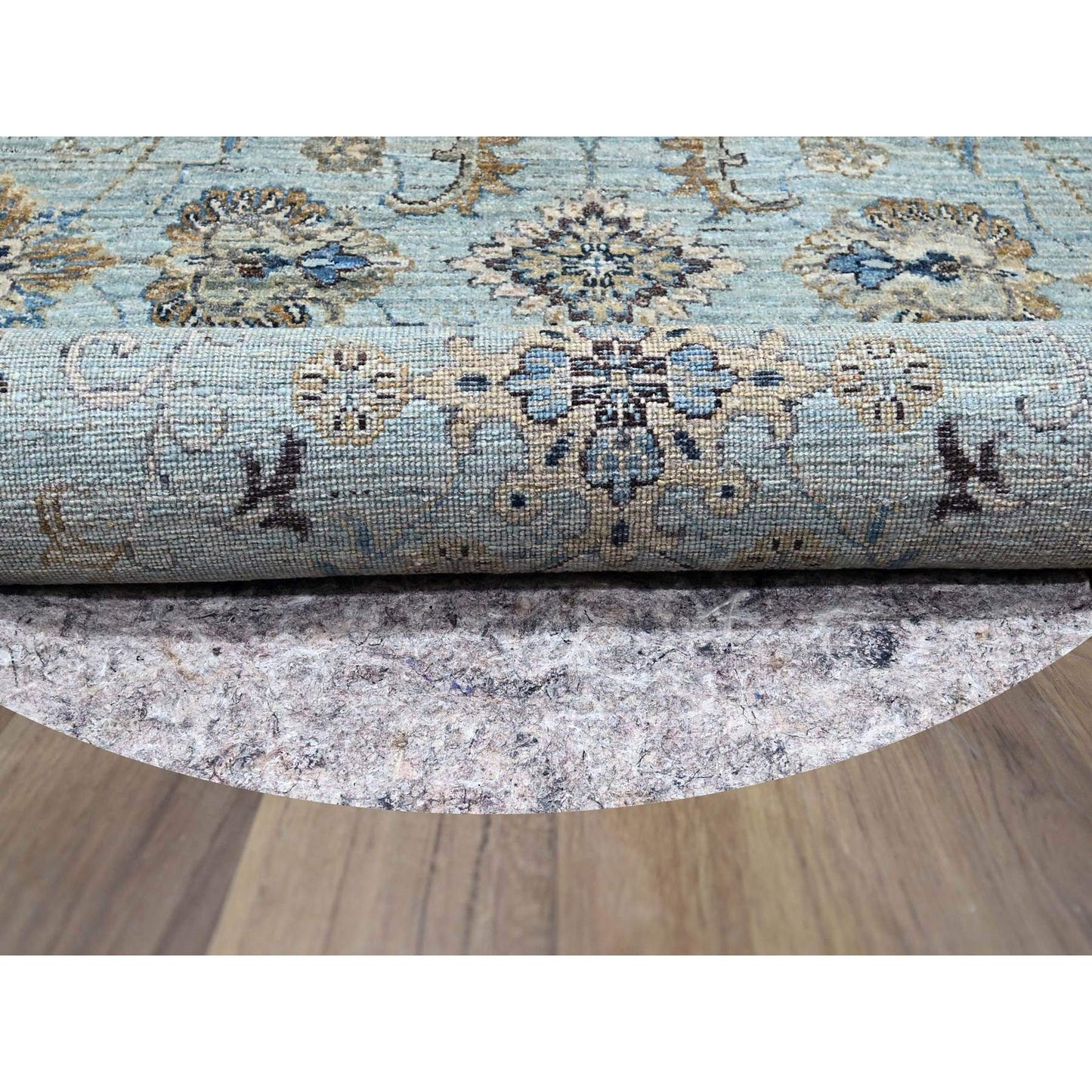 10'X10' Blue Agra Shah Abbas Flower Design Wool Hand Knotted Round Rug