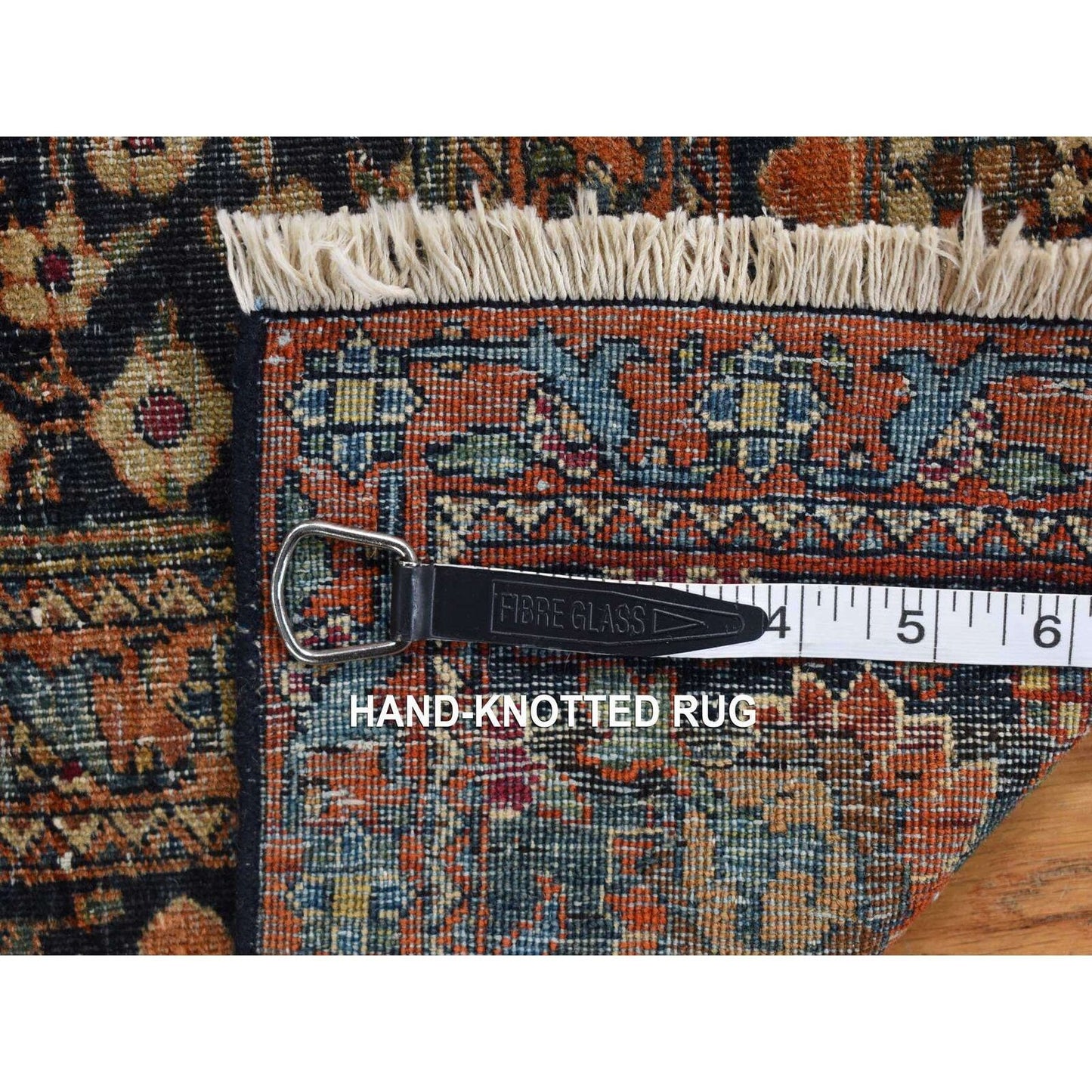 4'1"X6'4" Midnight Blue Antique Zoroastrian Pure Wool Hand Knotted Rug