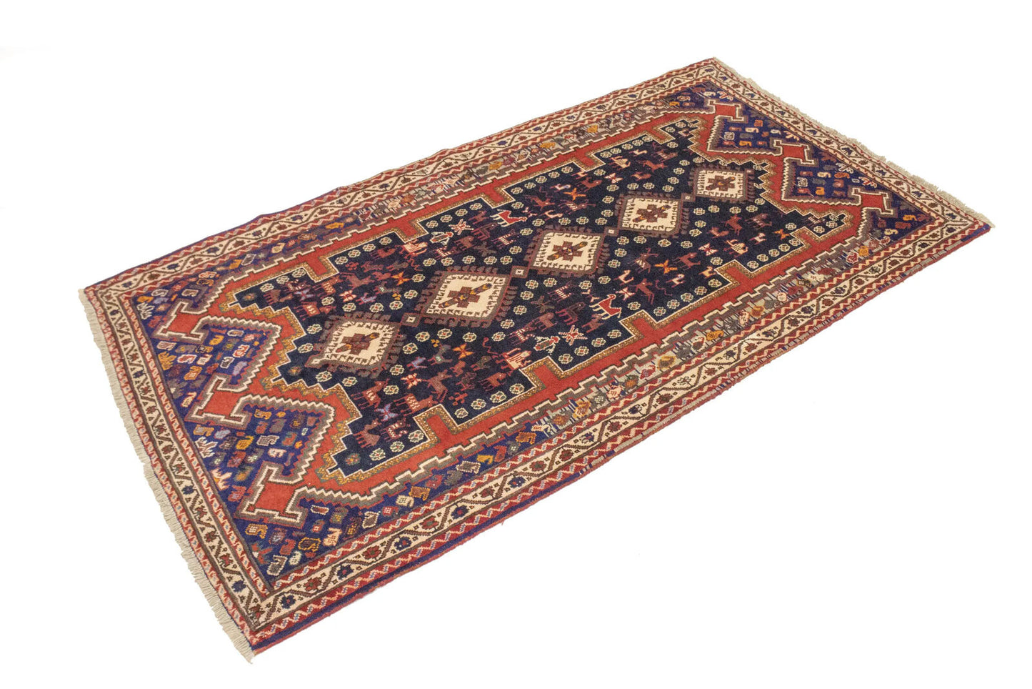 Vintage Geometric Design Oriental Rug Farmho