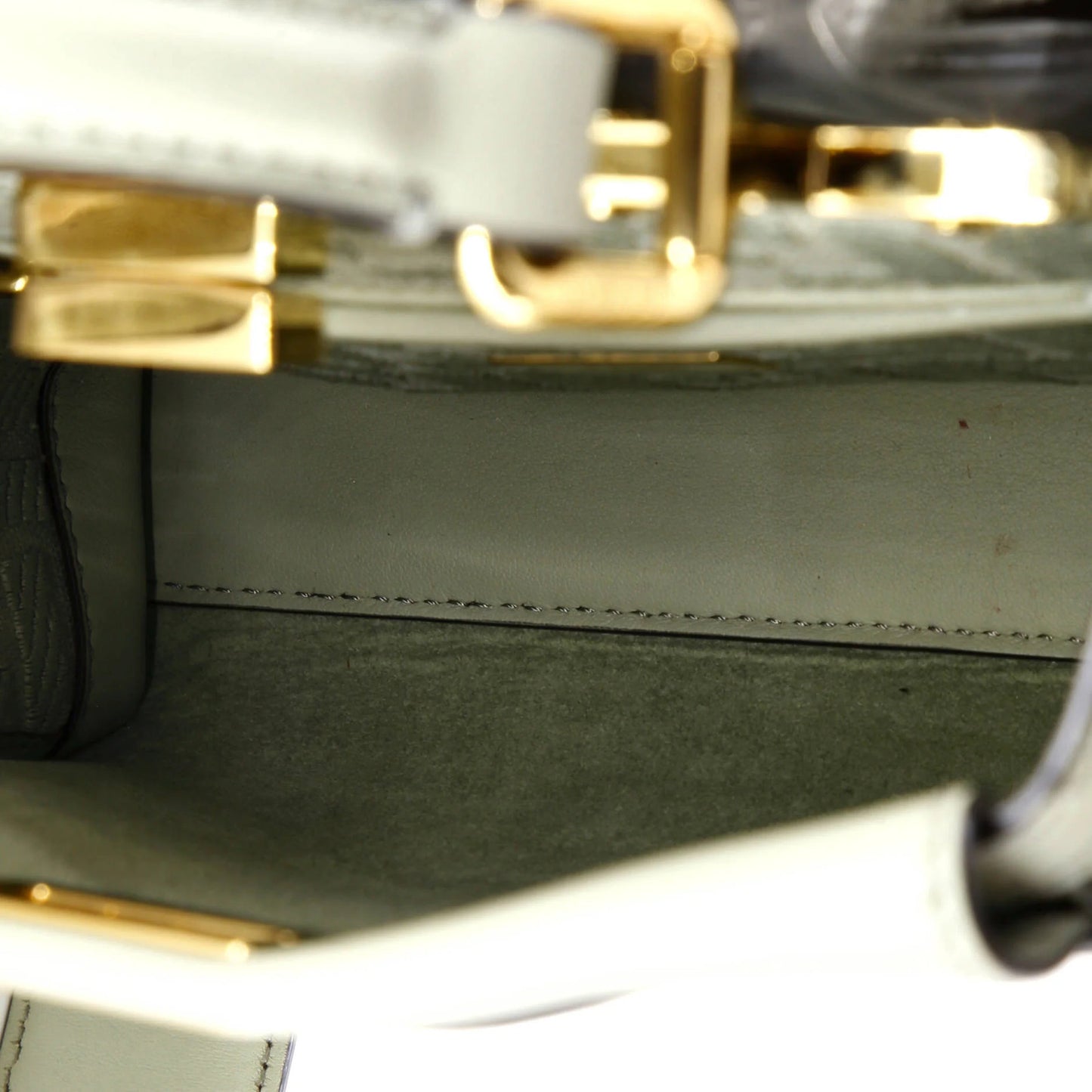 Fendi Peekaboo Iconic Bag Leather With Zucca Embroidered Canvas Interior Mini
