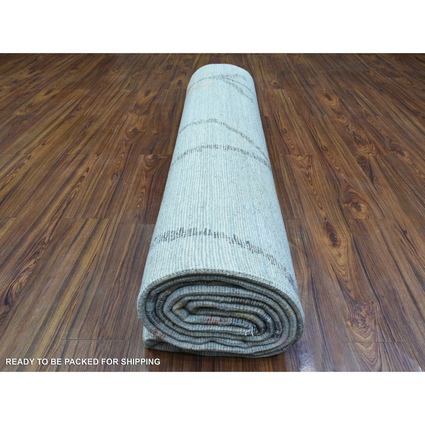 10'X13'9" Light Gray Hand Knotted Boujaad Moroccan Berber Design Wool Rug