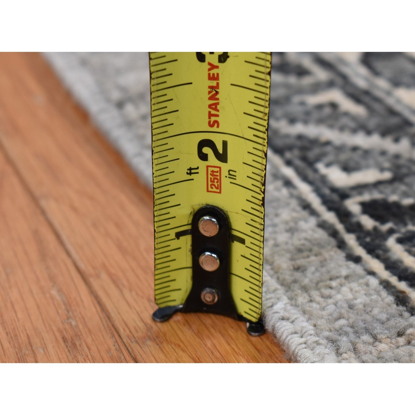 6'2"X9'2" Gray Pure Wool Hand Knotted Peshawar With Karjihooz Design Rug