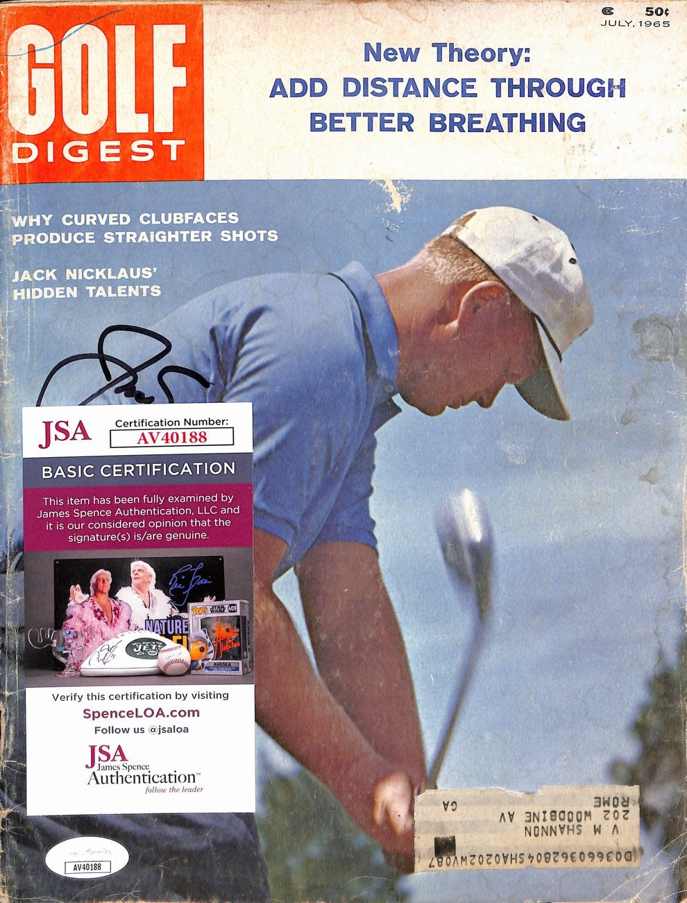 Jack Nicklaus Signed/Autographed July 1965 Golf Digest Magazine Jsa 190329