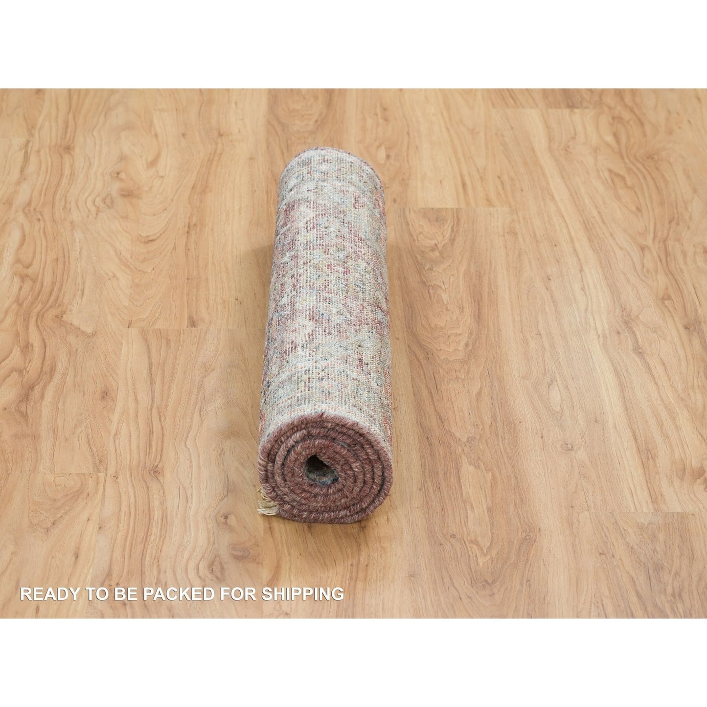 2'7"X6' Light Burgundy Wool Hand Knotted Runner Soft Pile Oriental Rug