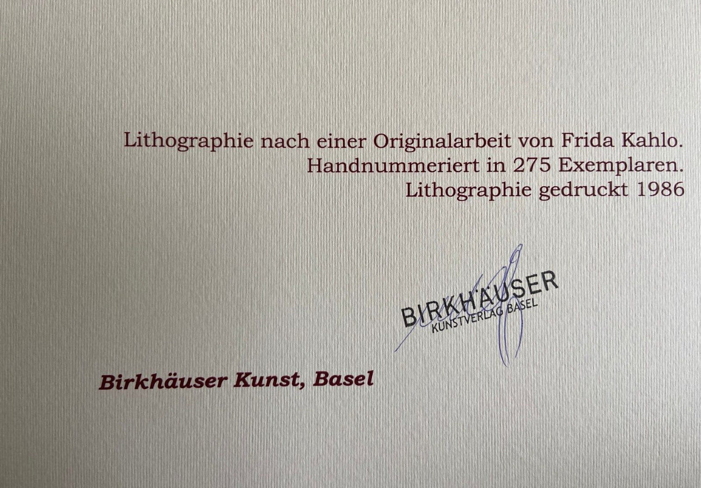 Frida Kahlo Lithograph Coa Certified Signed Numbered By Hand