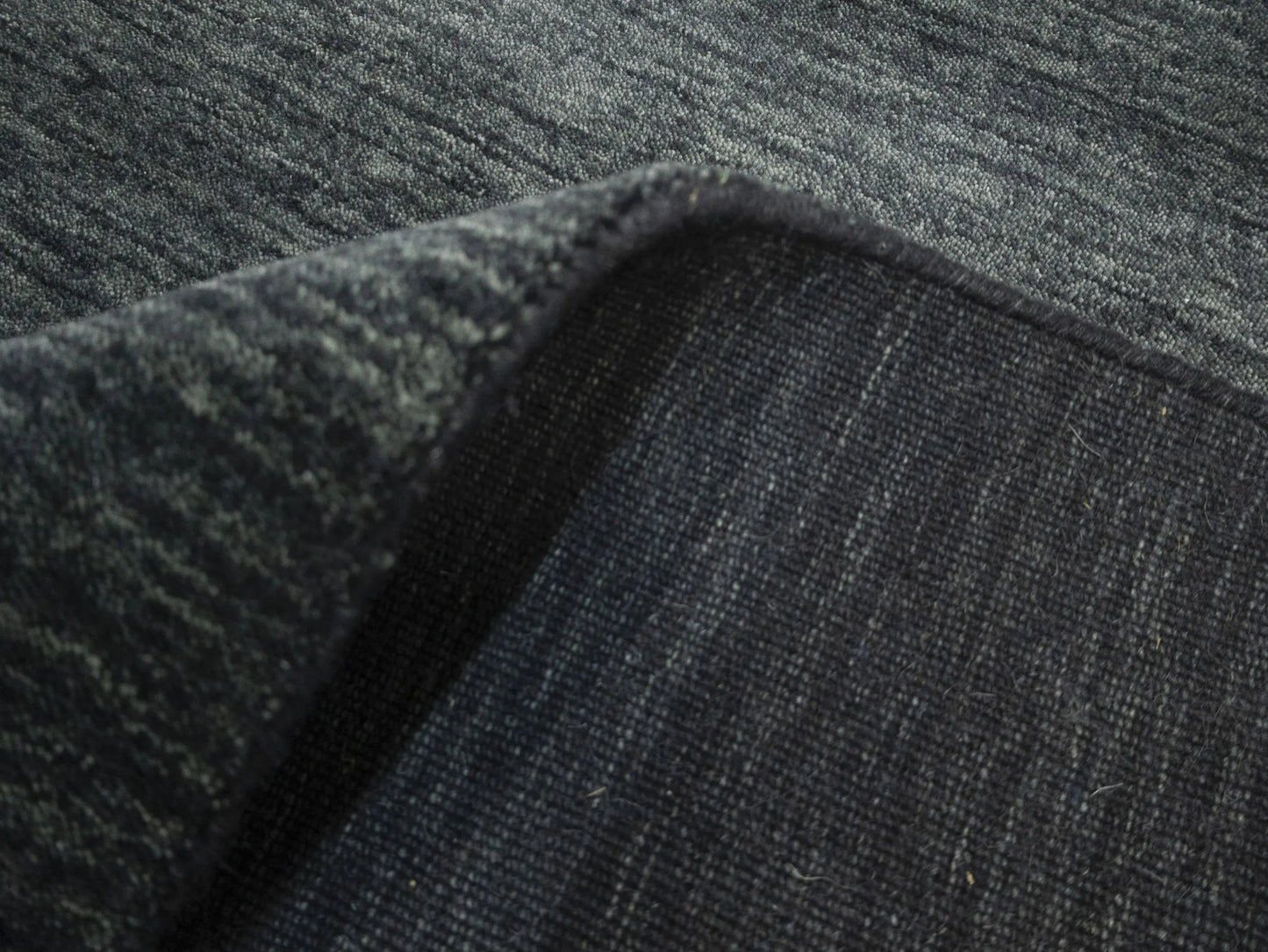 Solid Charcoal Hand-Loomed 9X12 Gabbeh Wool Rug