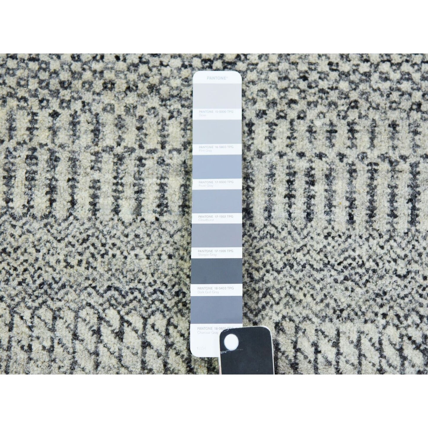 2'6"X16' Pastel Gray Hand Knotted Grass Design Wool Undyed Xl Runner Rug