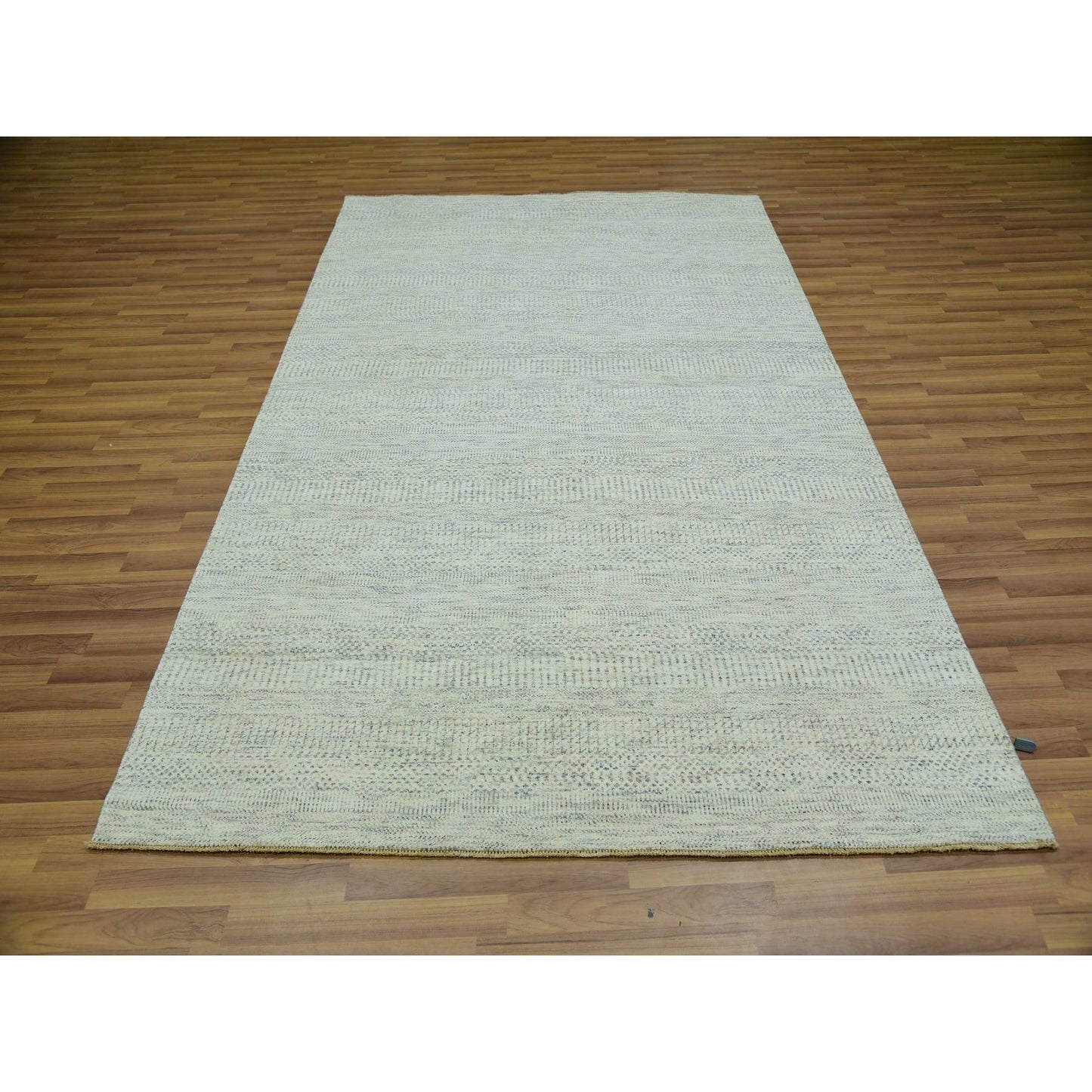5'10"X9'1" Origami White Modern Grass Design Hand Knotted Oriental Rug