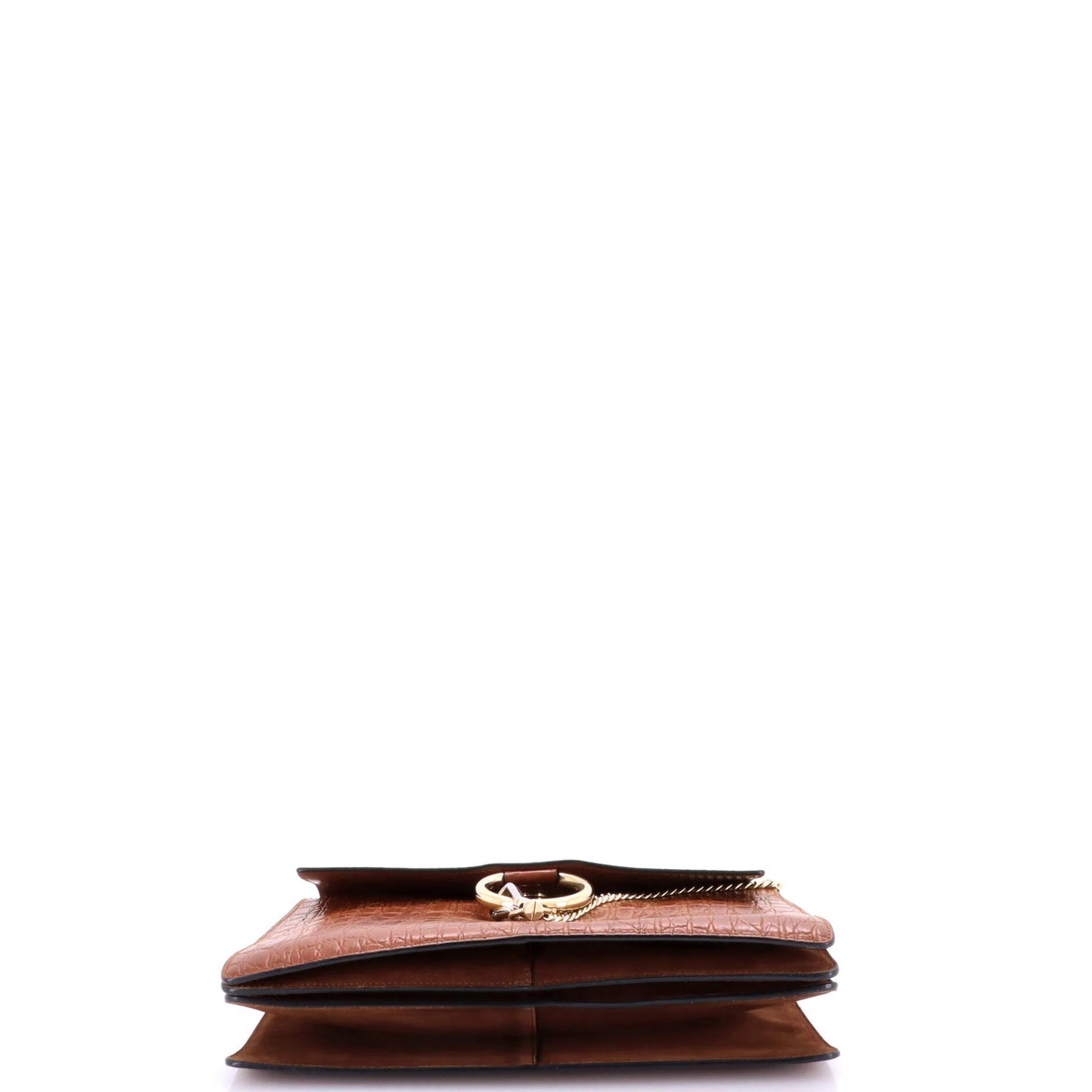 Chloe Faye Shoulder Bag Crocodile Embossed Leather Medium