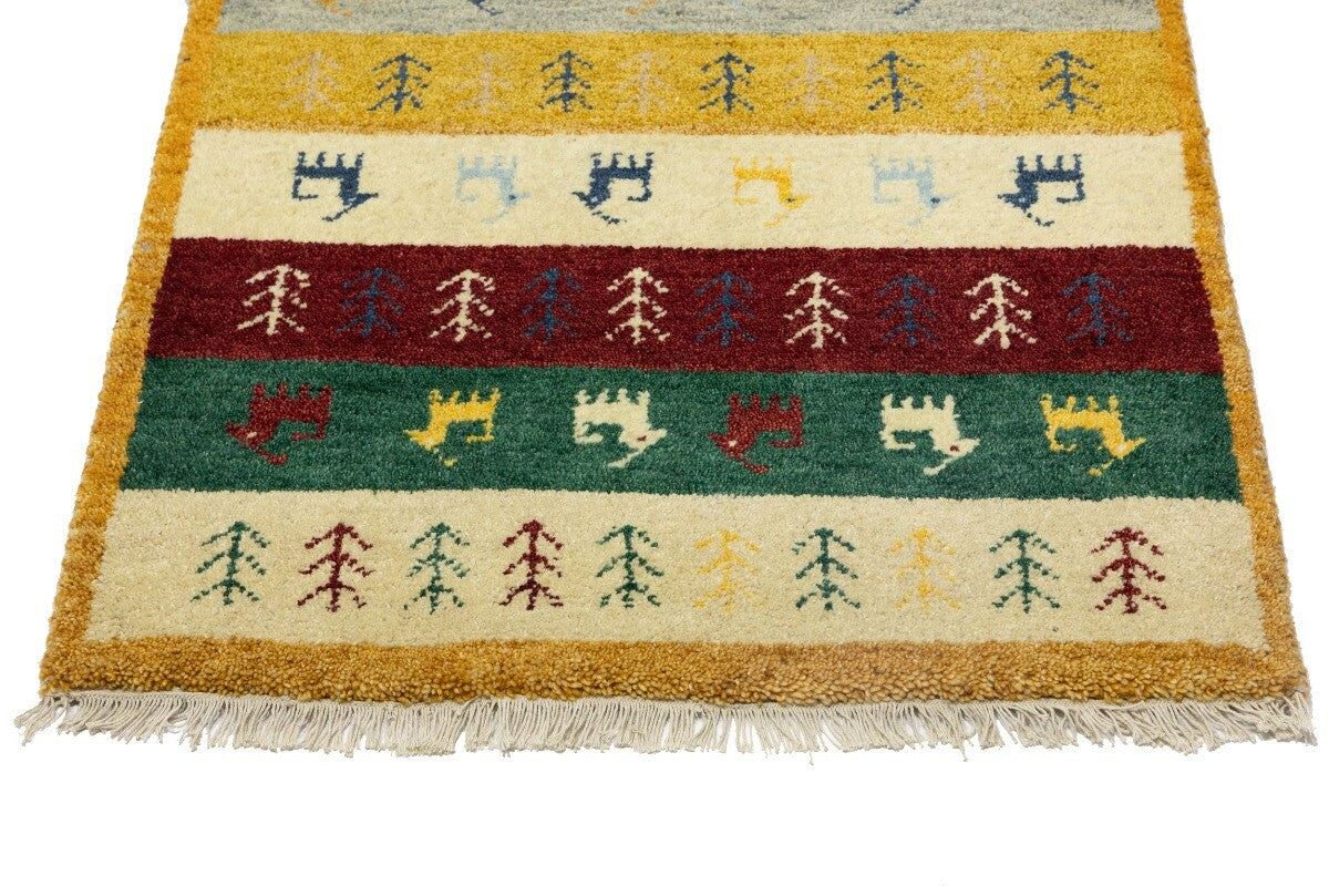 Contemporary Multicolored Stripes Indo-Gabbeh