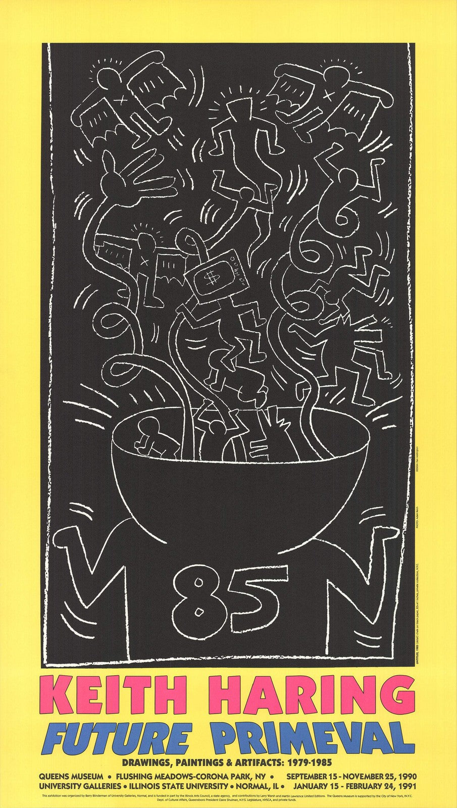 Keith Haring Future Primeval " Serigraph Pop Art Yellow, Black, Whi