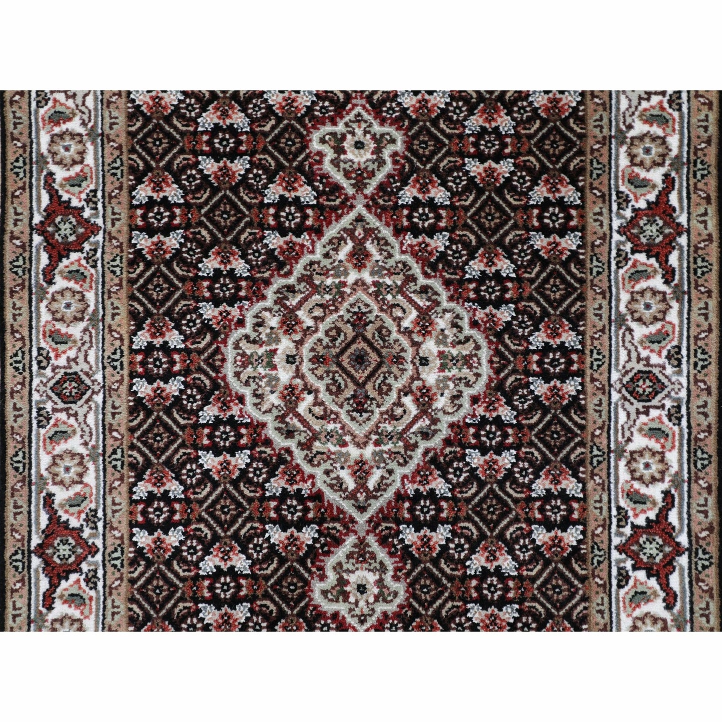2'8"X10'1" Black Tebraz Mahi Fish Design Runner Hand Knotted Rug