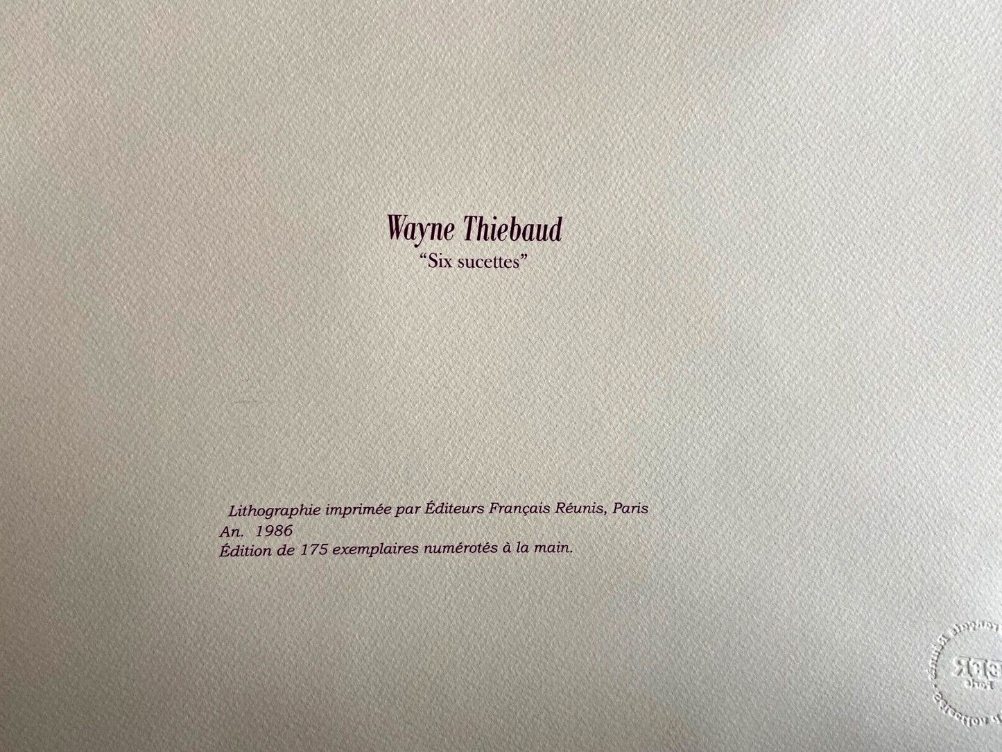 Wayne Thiebaud Lithograph Coa Numbered Signed