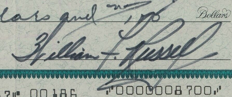 Bill Russell Hof Autographed/Signed 1974 Bank
