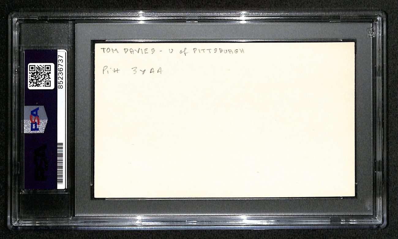 Tom Davies Cfb Hof Signed 3X5 Index Card Pitt