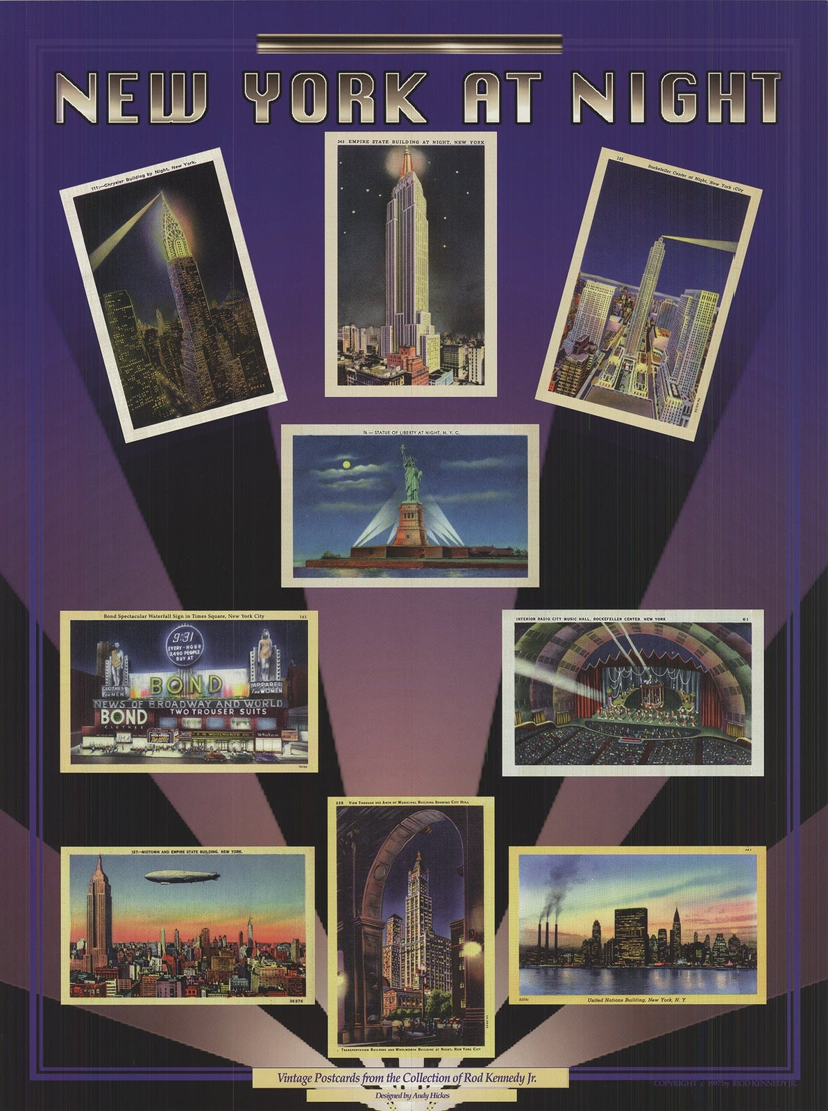 Andy Hickes New York At Night " Offset Lithograph