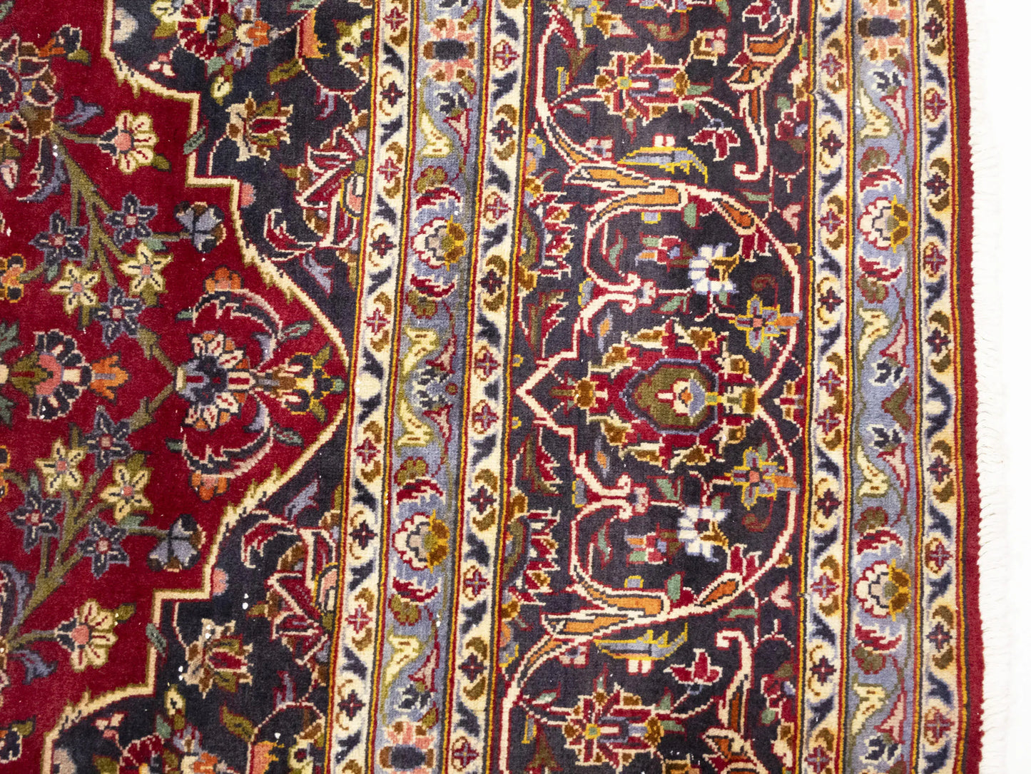 Semi-Antique Red Traditional Floral Handmade