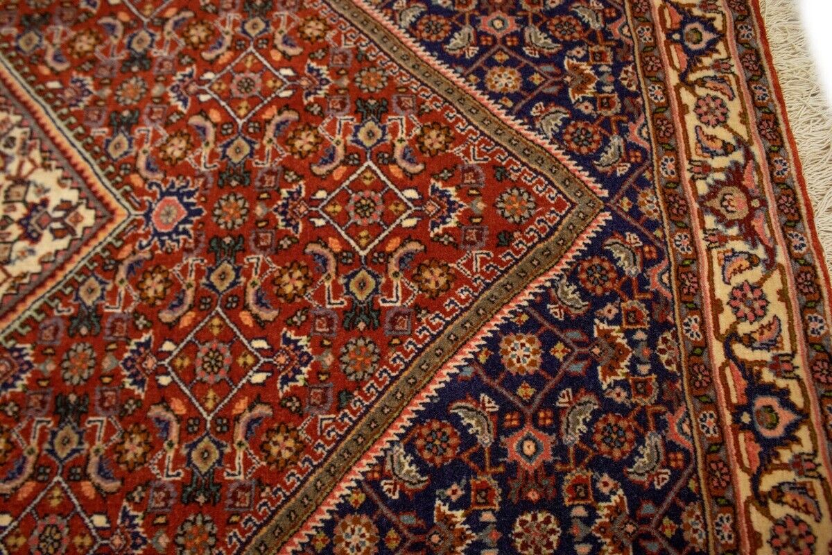 Handmade Vintage Oriental Rug 4X5 Ft Rust Orange