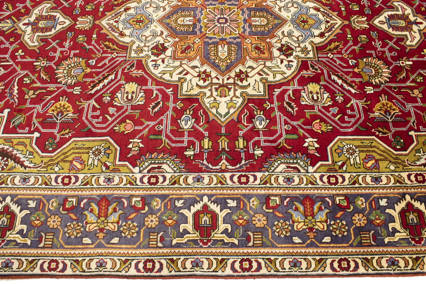 Hand-Knotted Vintage Oriental Rug Red Traditional