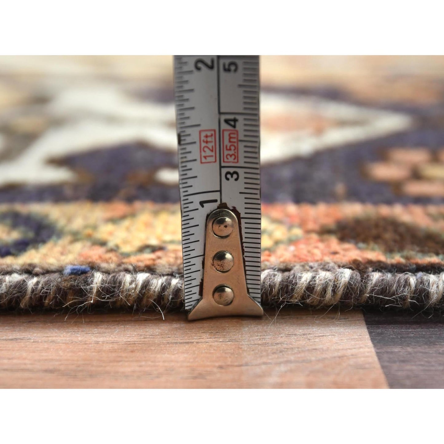 5'3"X10'10" Brown Worn Wool Hand Knotted Vintage Farsian Runner Rug