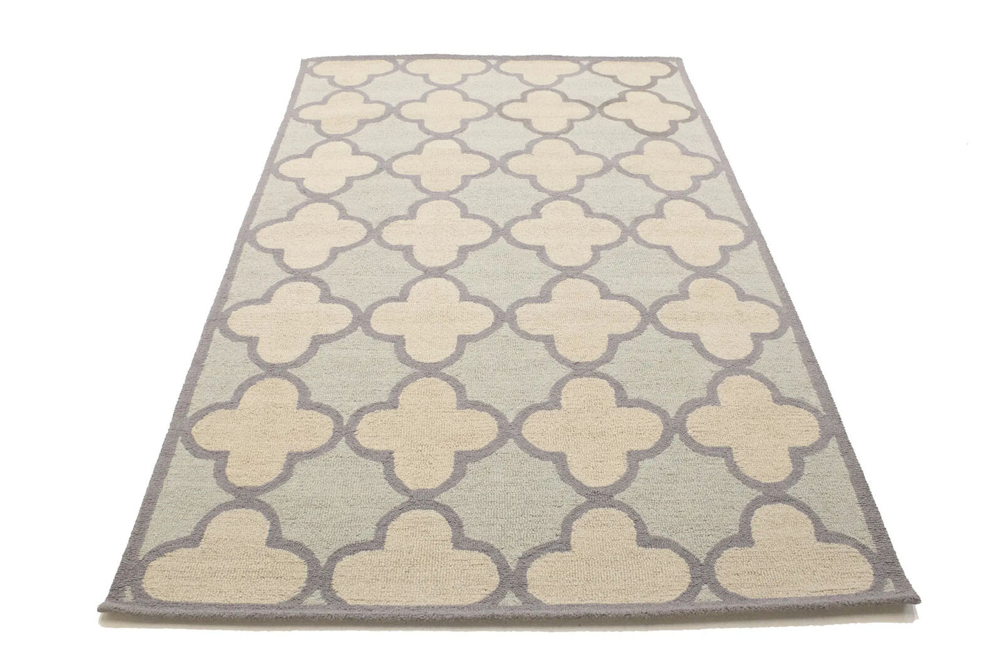 Cream & Mauve Trellis Design 5X8 Hand-Tufted