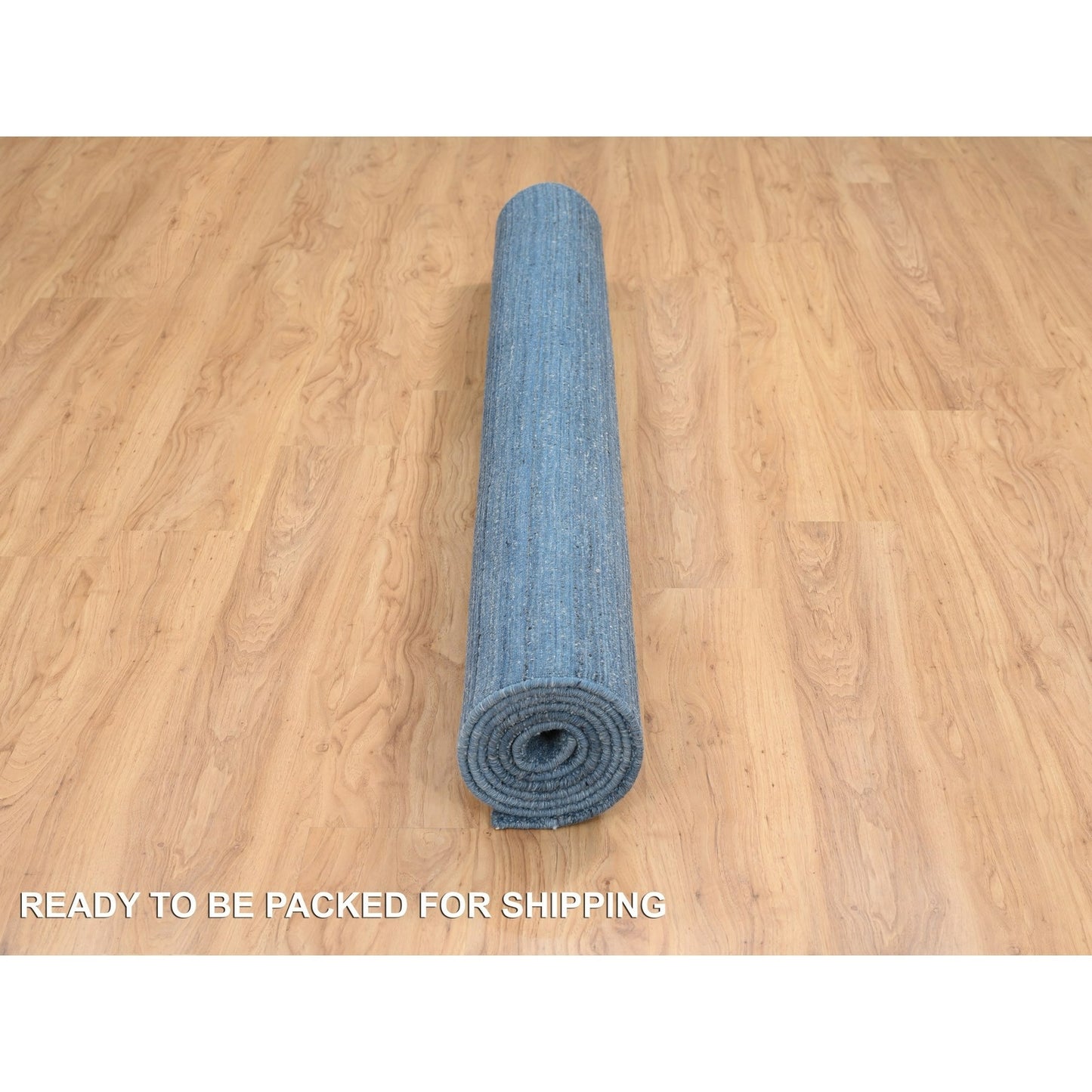 6'X9' Denim Blue Pure Wool Hand Loomed Modern Design Oriental Rug
