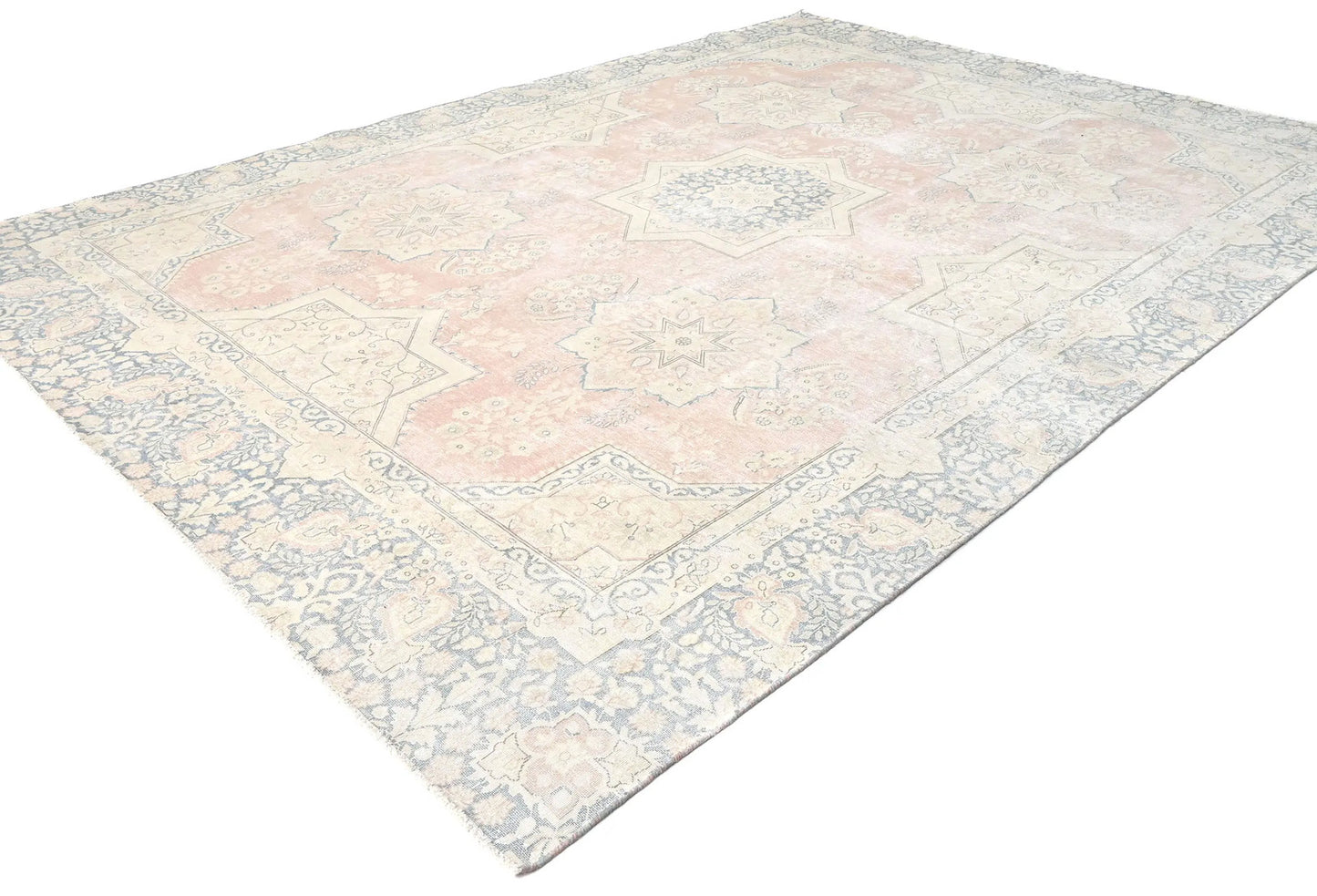 9X12 Ft Antique Hand-Knotted Muted Floral