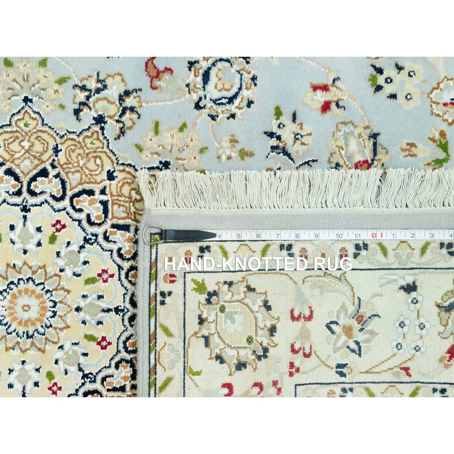 5'X6'9" Brittany Blue Nain Design 250 Kpsi Natural Wool Hand Knotted Rug