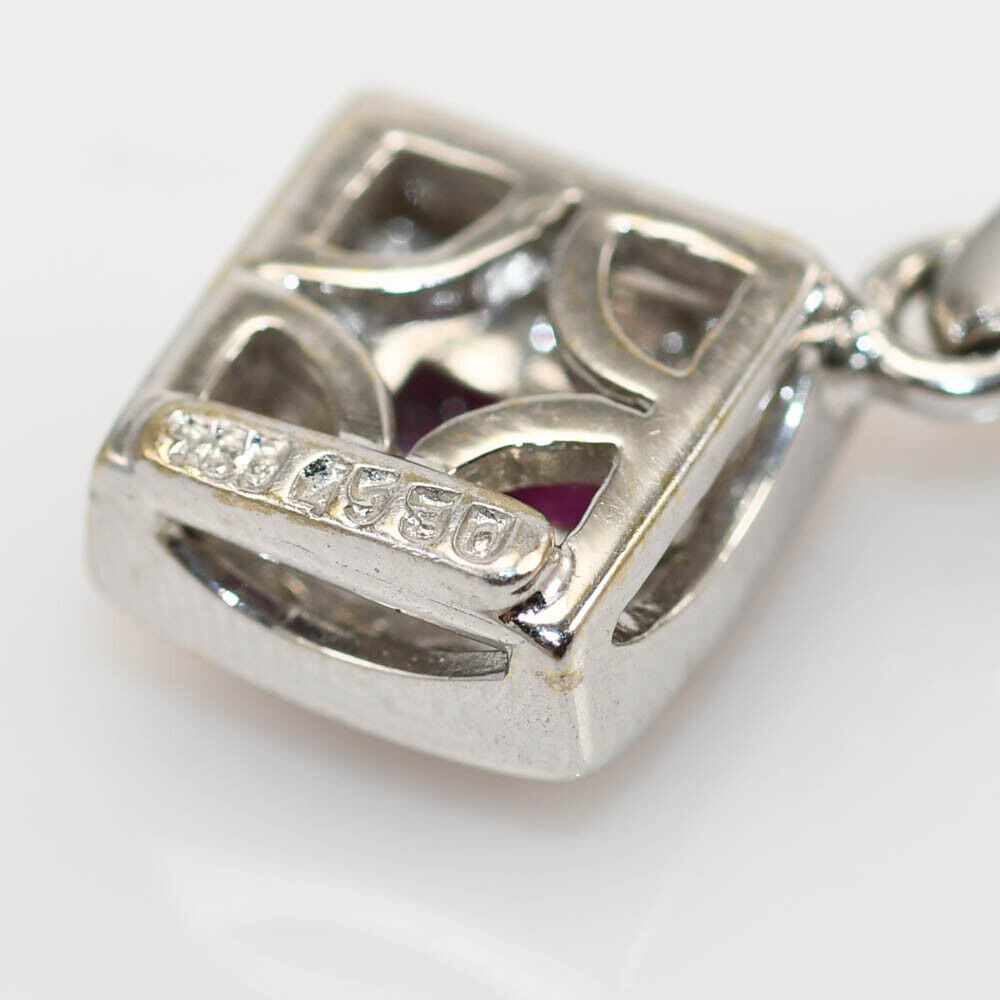 18K White Gold Ruby & Diamond Pendant .10Tdw, 3.1G