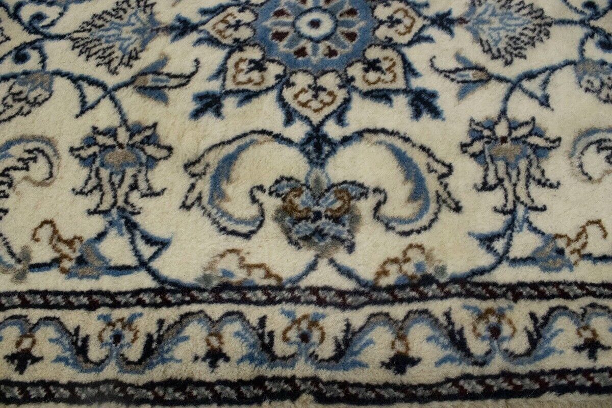 Small Cream Nain Oriental Rug Handmade Plush