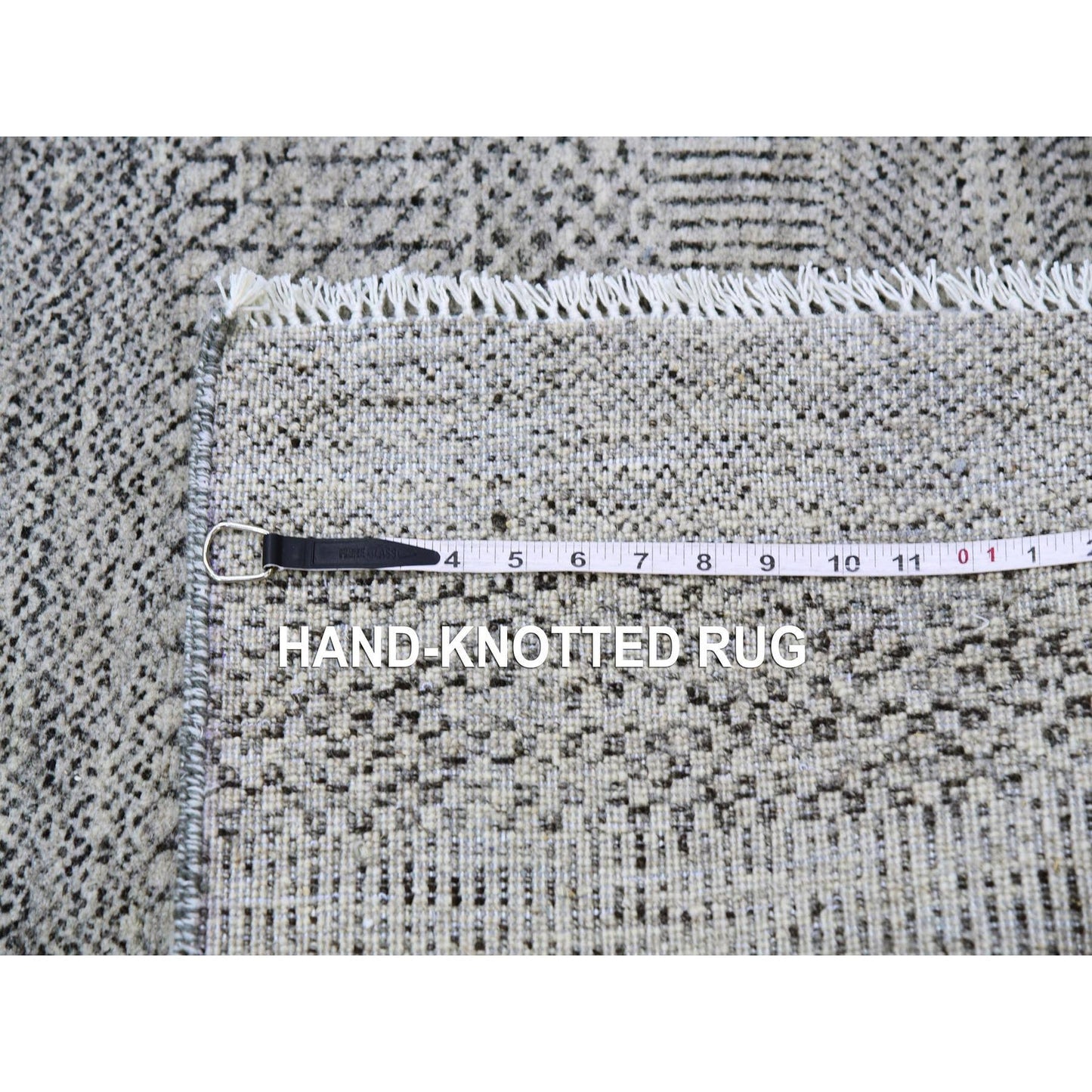 2'5"X24'3" Light Gray Undyed Wool Grass Design Hand Knotted Xl Runner Rug