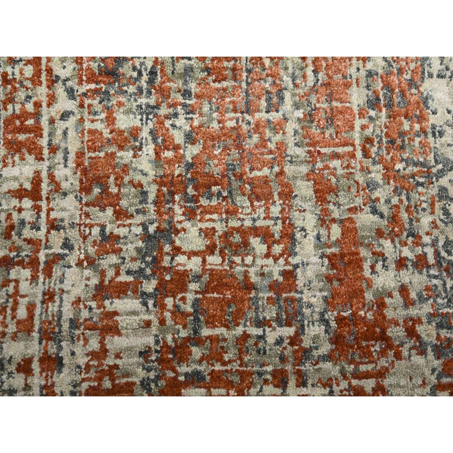 9'X12'3" Rust Red Abstract Design Pure Wool Hand Knotted Oriental Rug