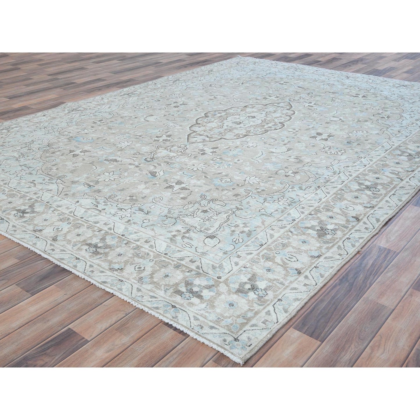 7'6"X10'10" Old Farsian Hand Knotted Wool Shabby Chic Distressed Look Rug