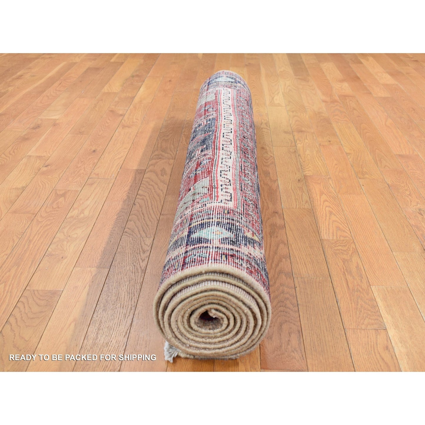 5'1"X9'7" Red New Zoroastrian Pure Wool Hand Knotted Rug