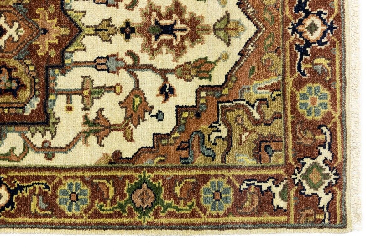 Heriz Serapi Oriental Runner Rug Geometric Design
