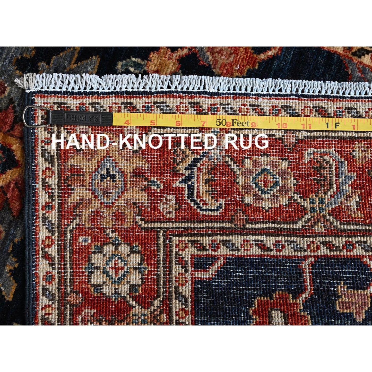 2'6"X7'9" Yale Blue Heris All Over Design Hand Knotted All Wool Runner Rug
