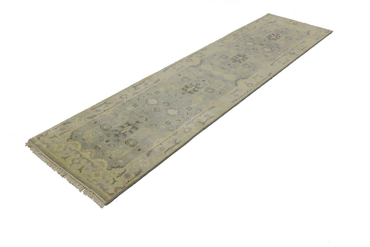 Muted Floral Design Oushak Chobi Runner Rug