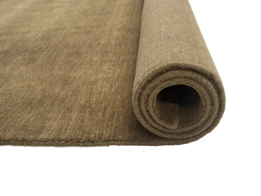 Solid Brown Hand-Loomed 8X8 Gabbeh Wool Rug