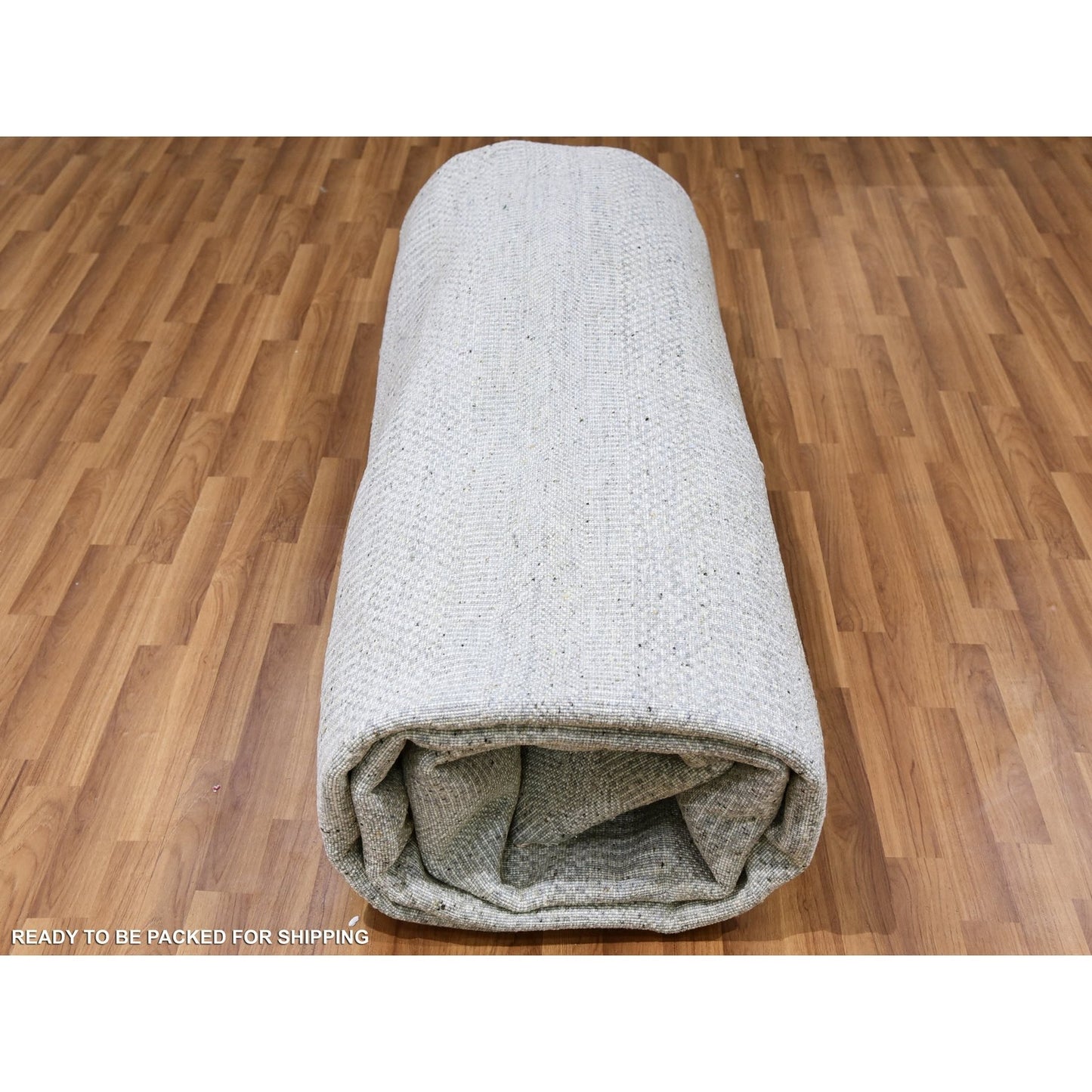 12'X12'4" Olive Gray Grass Design Undyed Wool Hand Knotted Square Rug