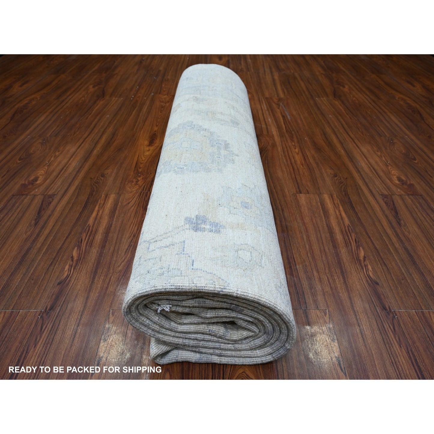 8'8"X11'5" Vista White 100% Wool Wash Peshawar Hand Knotted Rug