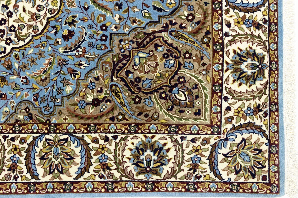 Hand-Knotted Kirman Oriental Rug 6X8 Ft Blue