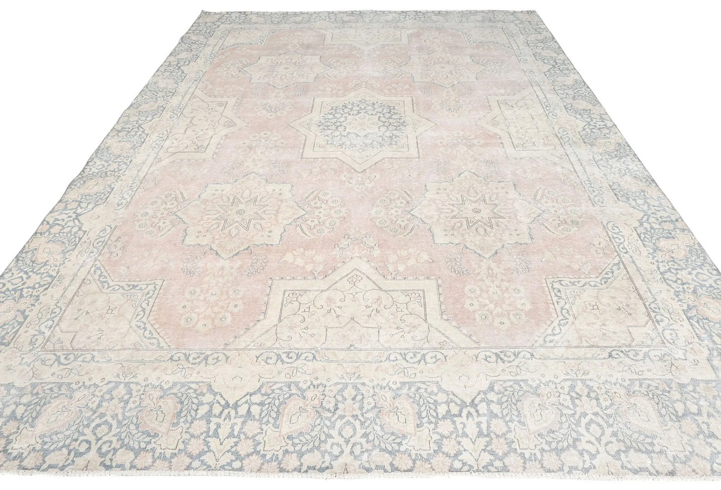 9X12 Ft Antique Hand-Knotted Muted Floral