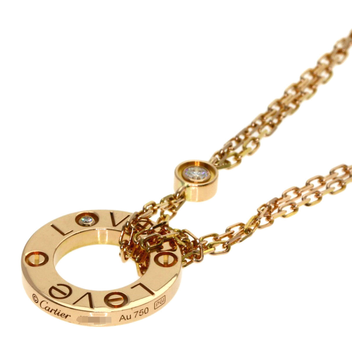 Cartier Necklace Love Circle Diamond K18 Pink