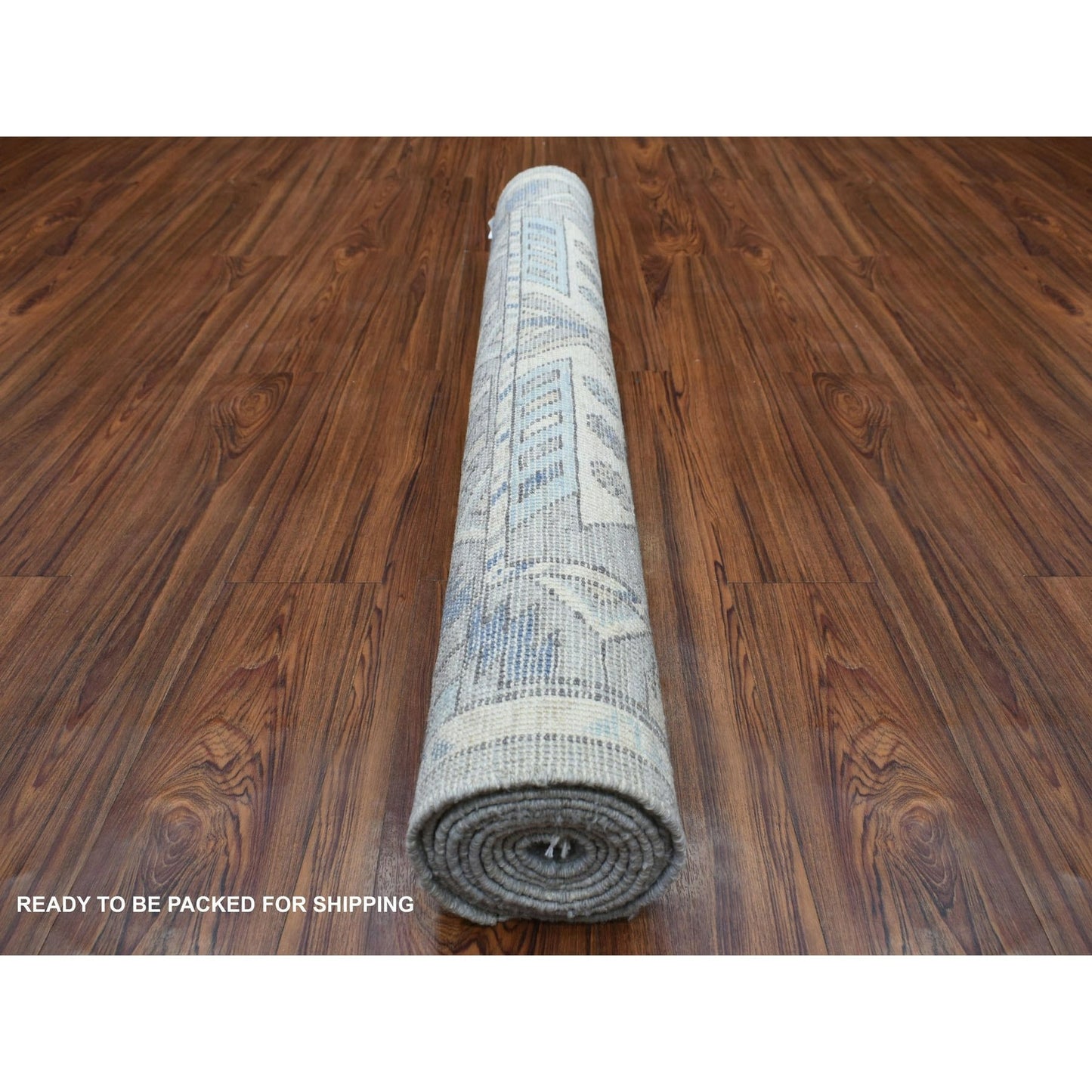 4'1"X9'9" Wool Hand Knotted Gray Anatolian Inspired Wide Runner Rug