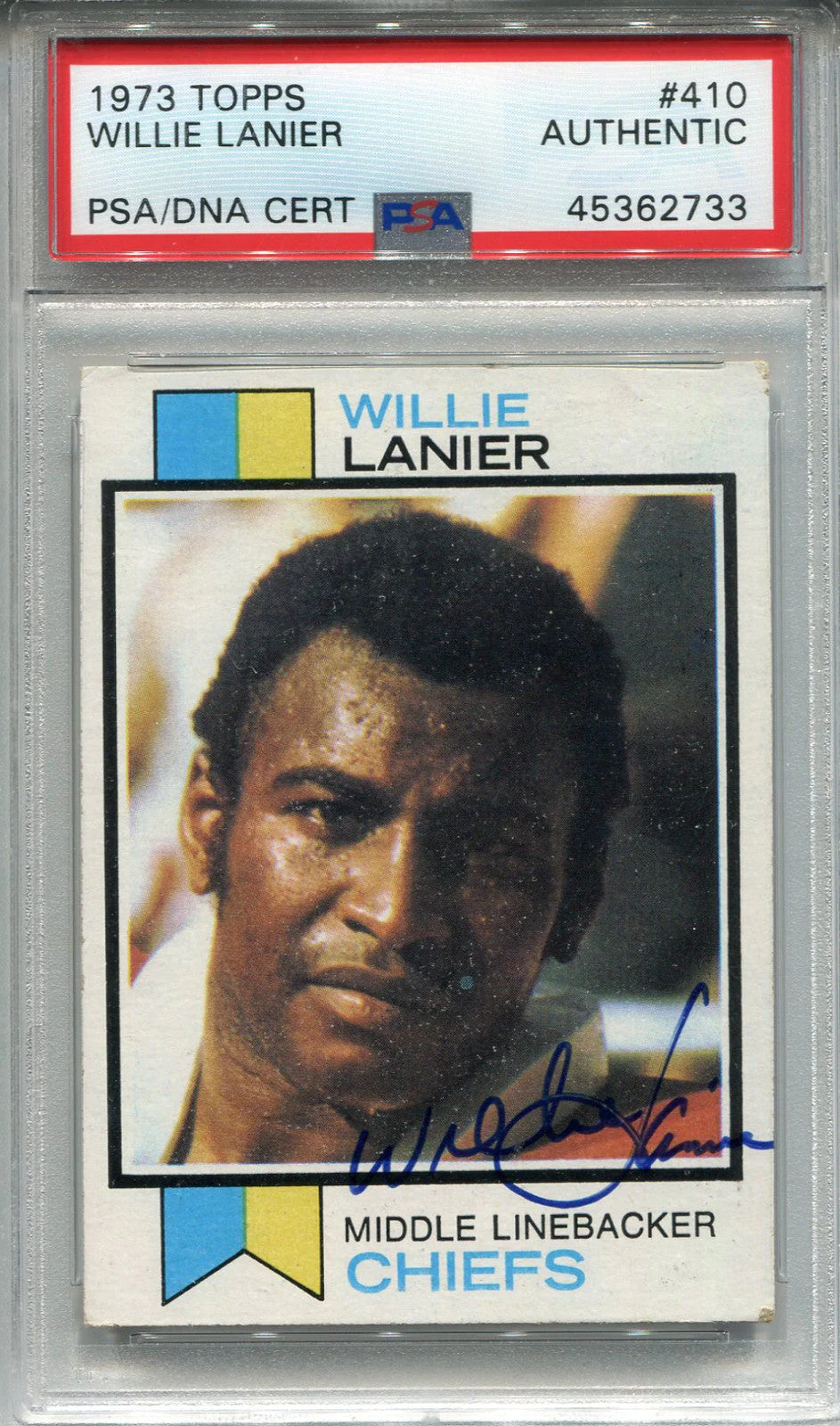 Willie Lanier Autographed 1973 Topps Card (Psa)